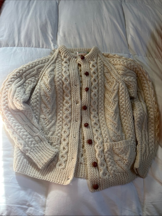 Sweaters - Classic Cream Cable Knit Women's Cardigan Sweater